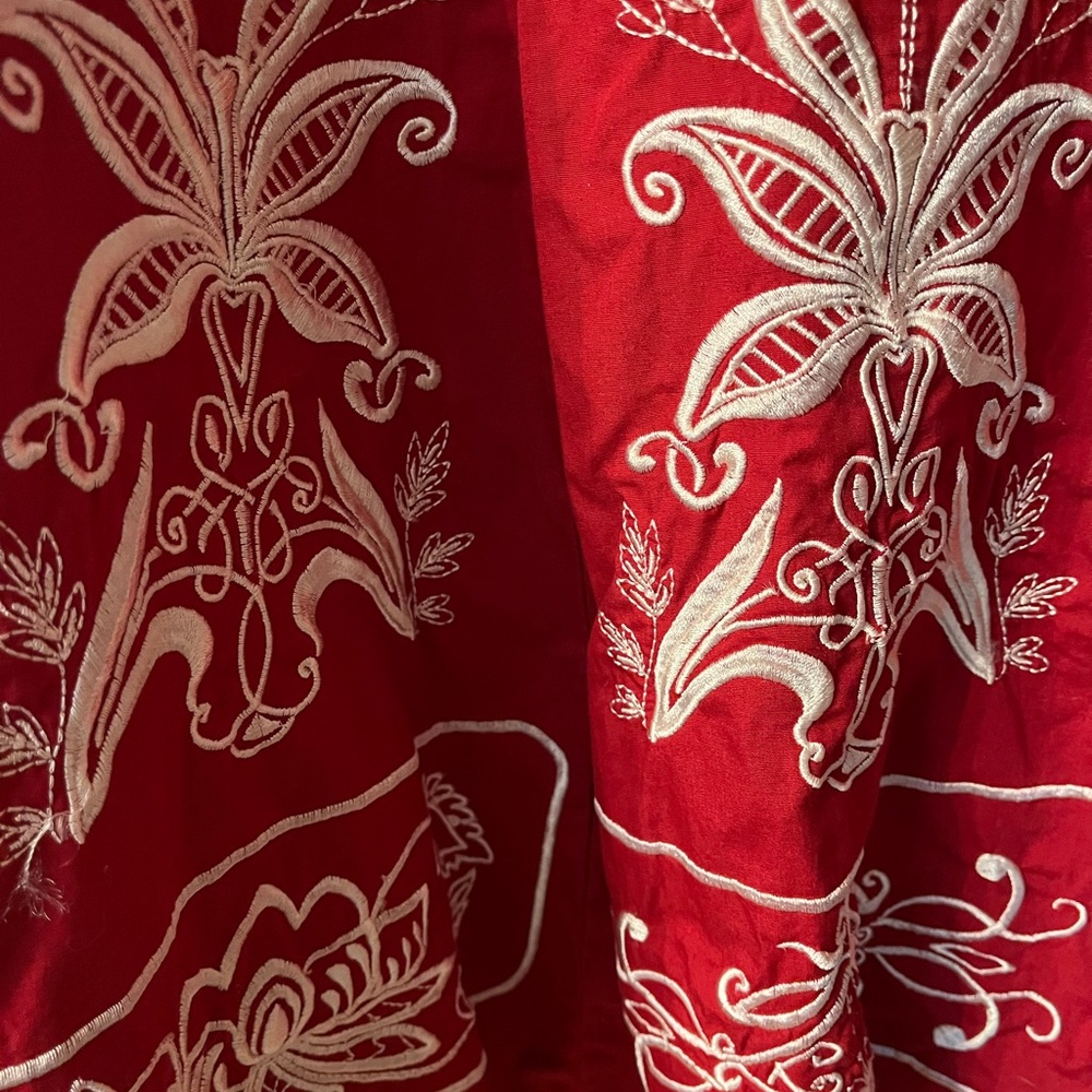 Red Embroidered Boho Skirt Size 10